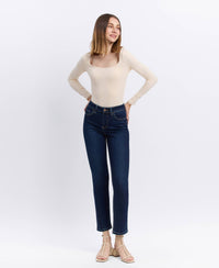 Vervet By Flying Monkey "Maren" High Rise Slim Straight Ankle Jeans – Dark Wash Denim