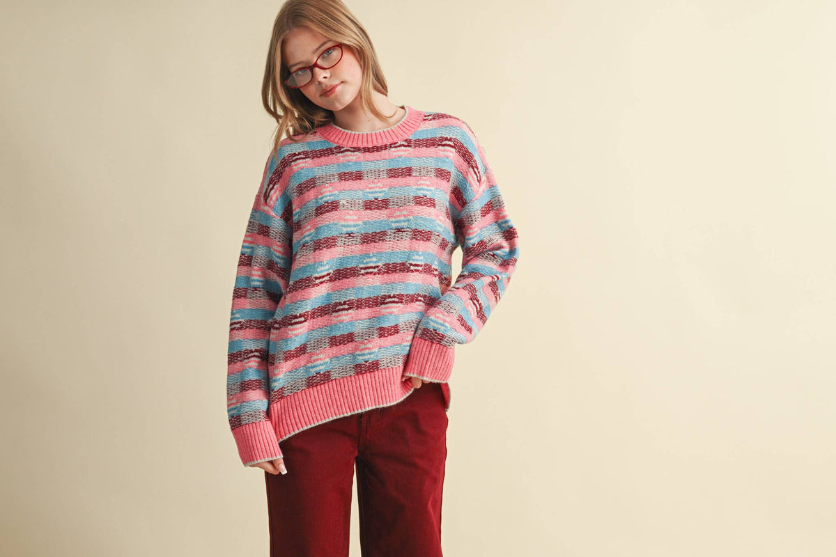 Something Different Geometric Sweater: Multi