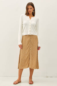 Maelie Lightweight Ribbed Cardigan – Fitted Button-Up Crewneck Sweater (Women’s Layering Essential)