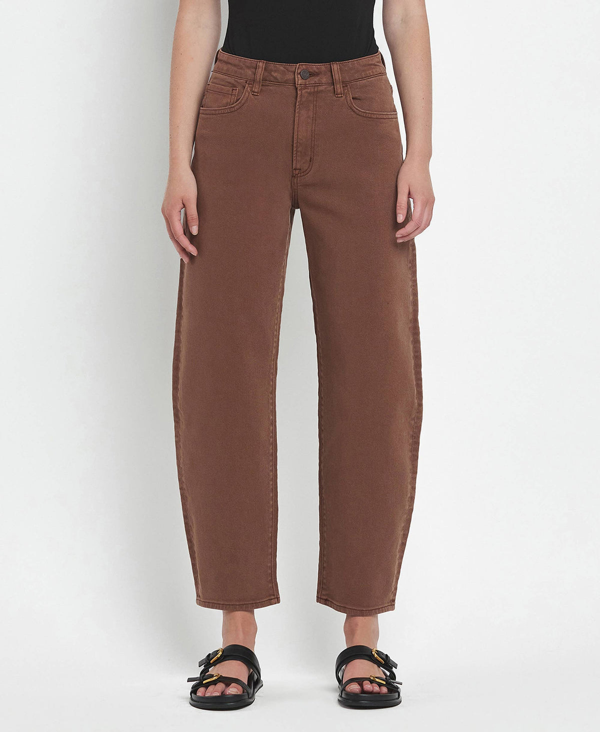 Vervet by Flying Monkey "Kate" Slim Barrel Jeans – Mocha Brown