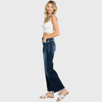The Elsie Super High Rise Stretch Wide Leg Jeans – Dark Wash Classic Denim