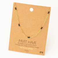 The Cora Gemstone Chain Necklace – Gold Link with Black or Turquoise Beads
