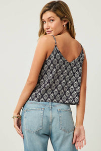 The Midnight Market Button Detail Cropped Tank: Navy
