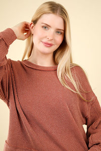 Otto Two Toned Ribbed Long Sleeve Top