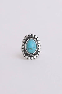 Oval Cut Adjustable Turquoise Ring