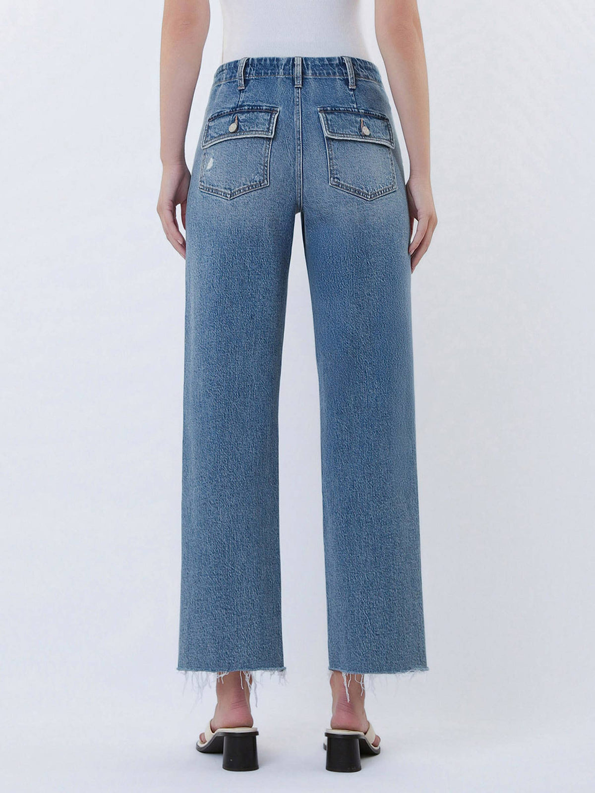 Pocket Change Crop High Rise Slim Wide Leg Jeans
