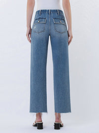 Pocket Change Crop High Rise Slim Wide Leg Jeans