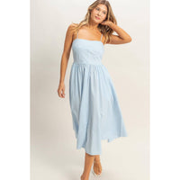 Striped Spaghetti Strap Dress: NAVY / S-M-L(2-2-2)