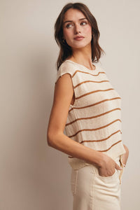 The Coastal Stripe Sweater Tank: Cream