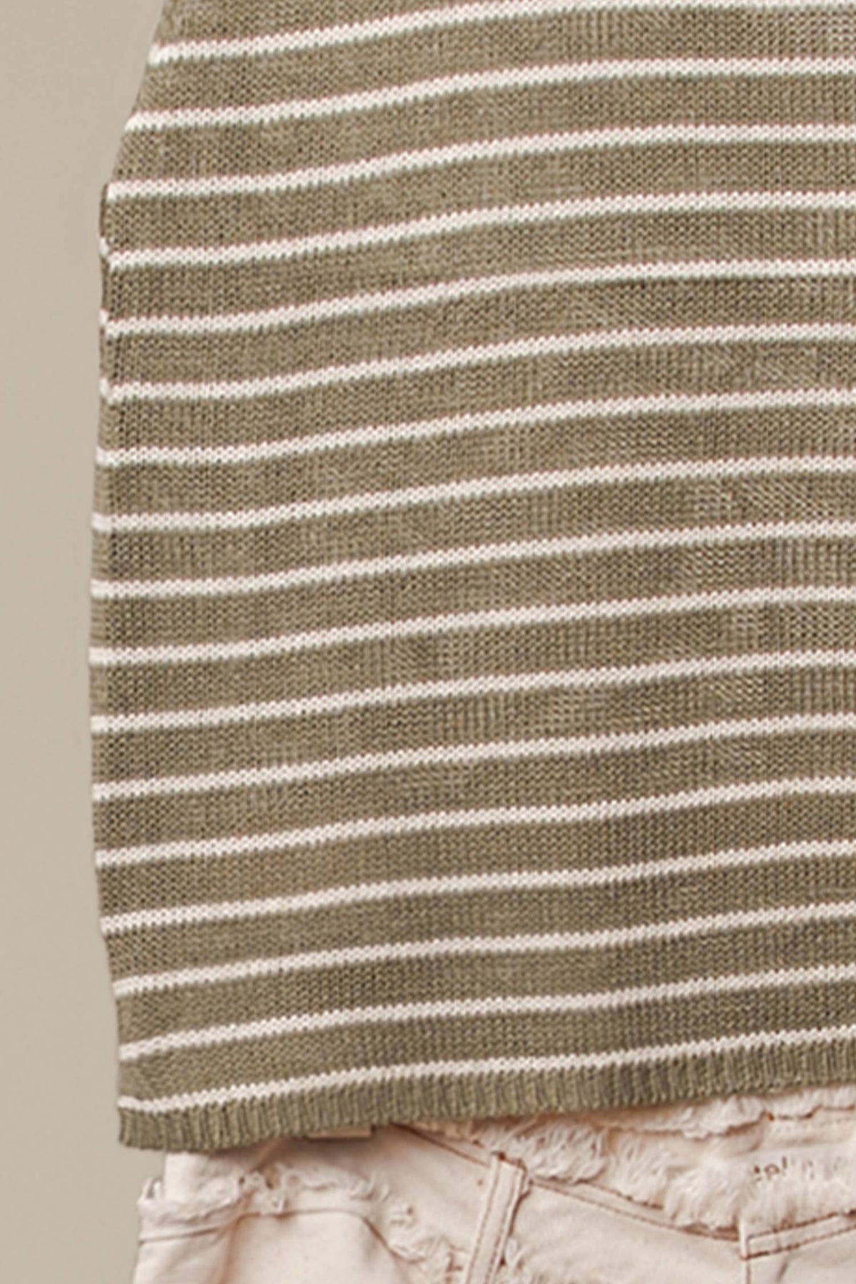 The Sutton Striped Knit Tank: Olive  – Sleeveless Lightweight Everyday Sweater Top