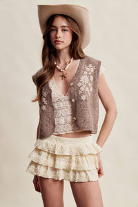 Pressed Petals Sweater Vest: Chestnut