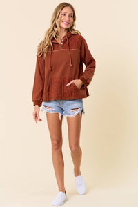 Tracy Hoodie With Cute Floral Contrast: Rust