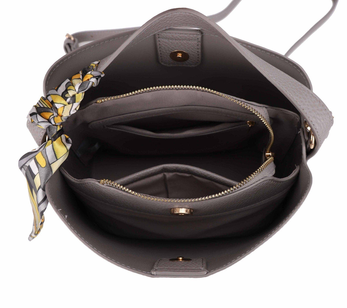 Shia Bucket/Crossbody Bag With Scarf