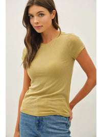 The Merrin Classic Ribbed Baby Tee – Fitted Crew Neck Essential T-Shirt for Women