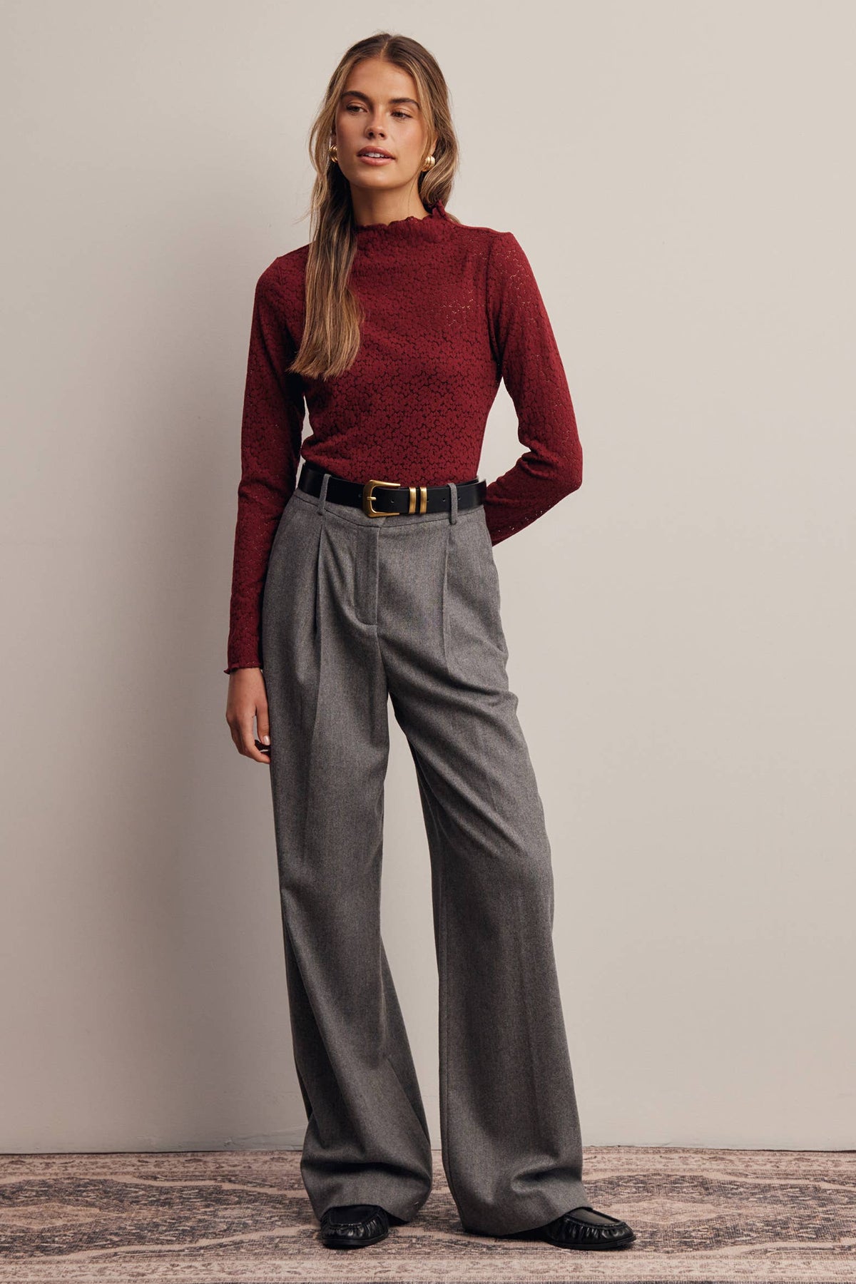 After Hours Lace Top: Burgundy
