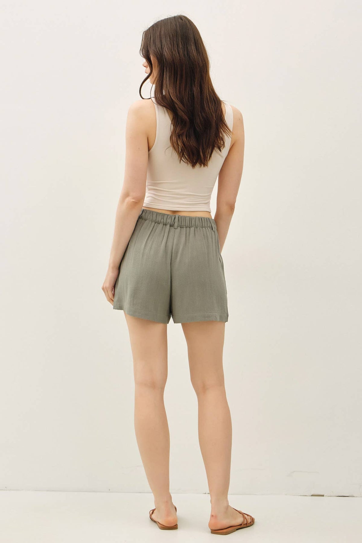 The Ava Linen Shorts – High Rise Button Front Summer Shorts with Pockets