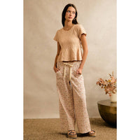 The Meadow Days Wide Leg Pants: Cream Floral