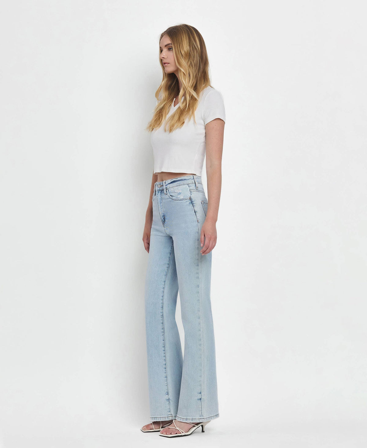 Vervet by Flying Monkey Leslie 90s Vintage Super High Rise Flare Jeans: Light Wash