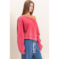 Easy Going Off Shoulder French Terry Sweatshirt