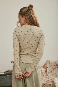Floral Waffle Snap Henley Top