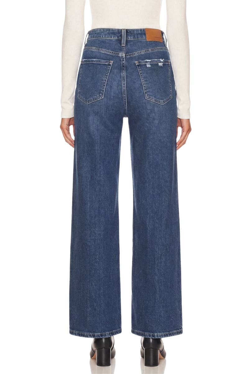 The Hadley Hybrid Wide Leg Jeans: Dark Wash