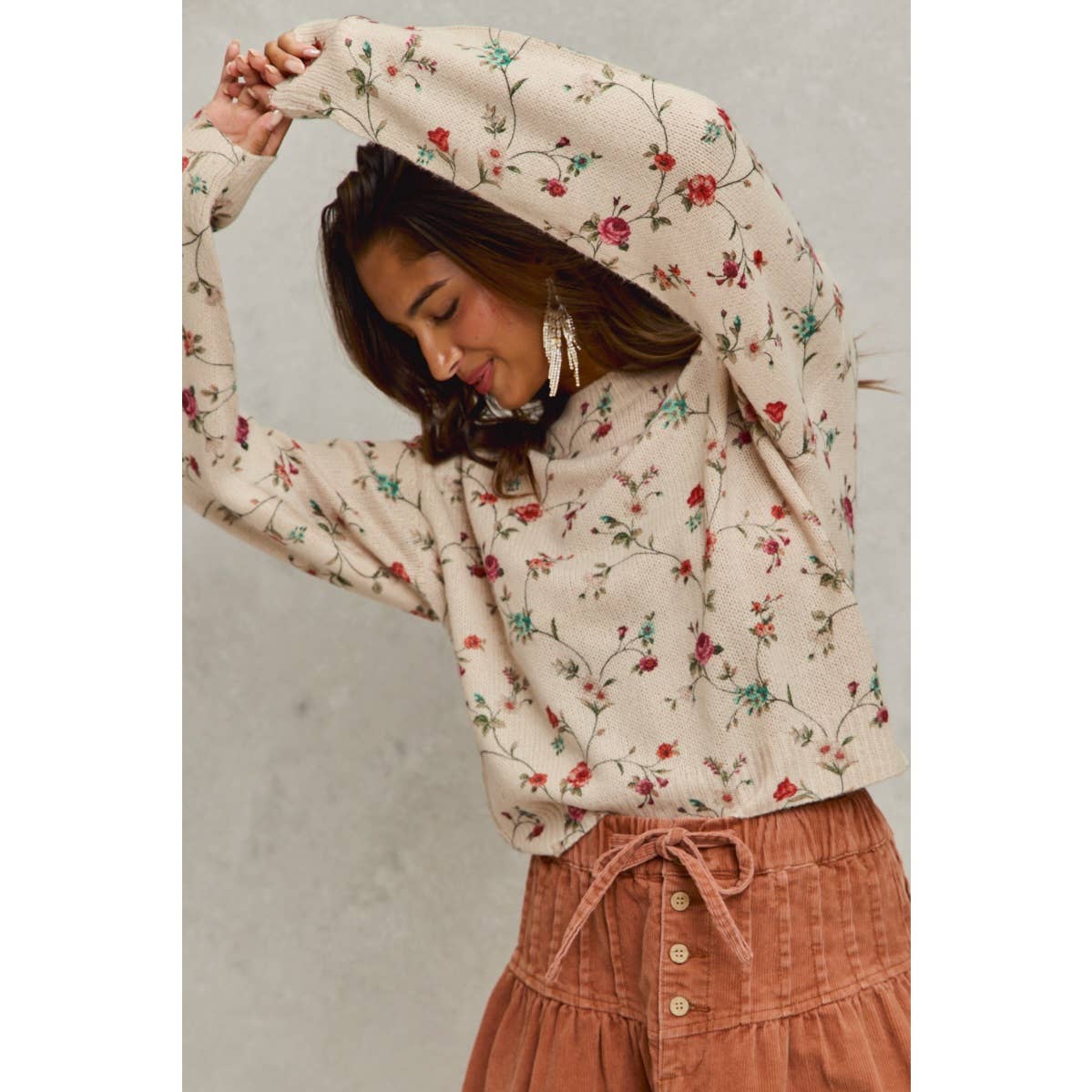 Love Grows Here Floral Sweater: Ivory