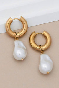 The Brielle Pearl Drop Earrings – 18K Gold Dipped Waterproof Stainless Steel Earrings