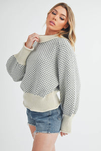 Mira Cozy Mock Neck Oversized Sweater: White – Chunky Knit Raglan Pullover