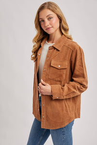 Everly Pines Corduroy Button-Down Shacket –Peacock