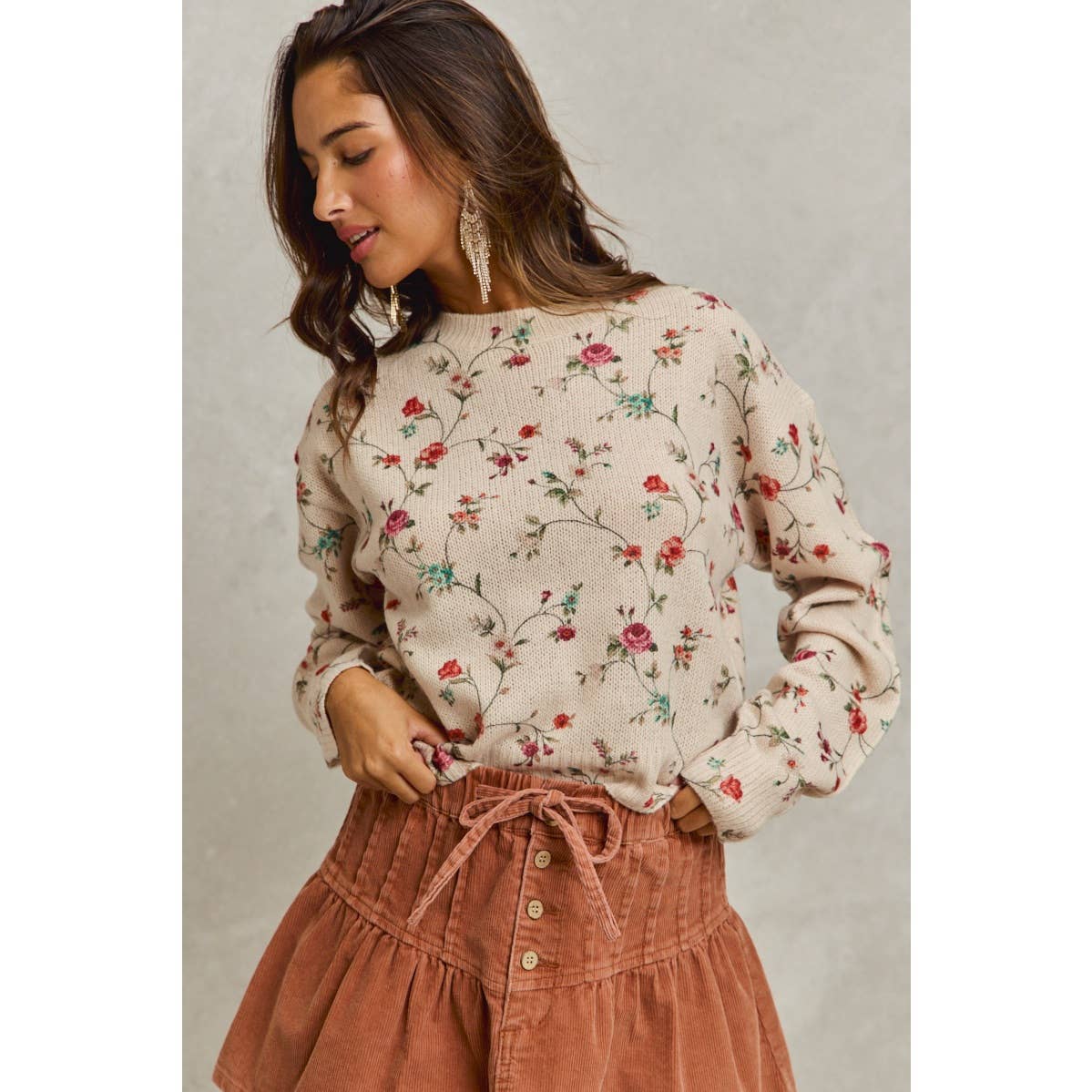 Love Grows Here Floral Sweater: Ivory