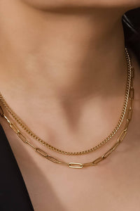The Sterling Layered Paperclip Chain Necklace – 18K Gold Dipped Waterproof Stainless Steel Necklace