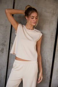 The Monroe Minimal Sleeveless Top – Cropped Round Neck Elevated Everyday Tank for Women