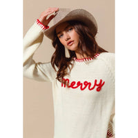Making Spirits Bright Merry Sweater: Ivory/ Red