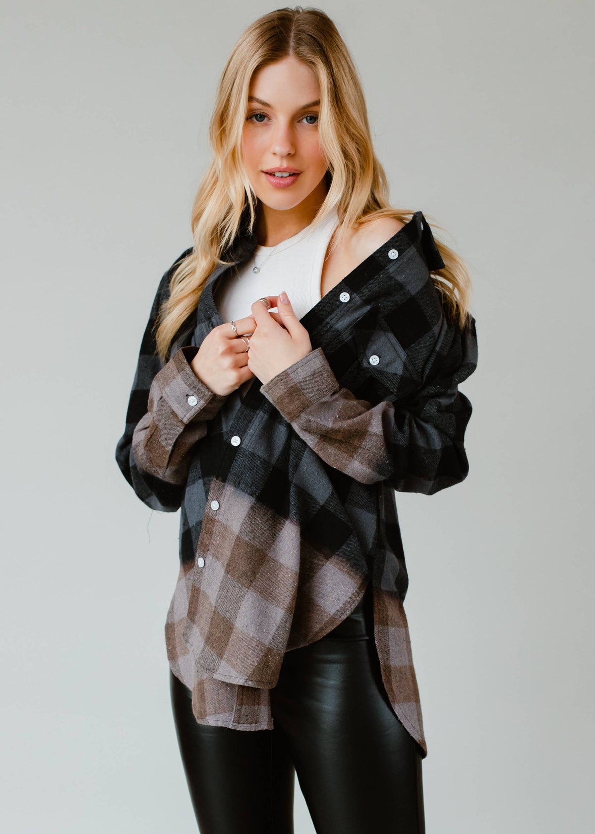 Fall Favorite Black & Gray Plaid Flannel