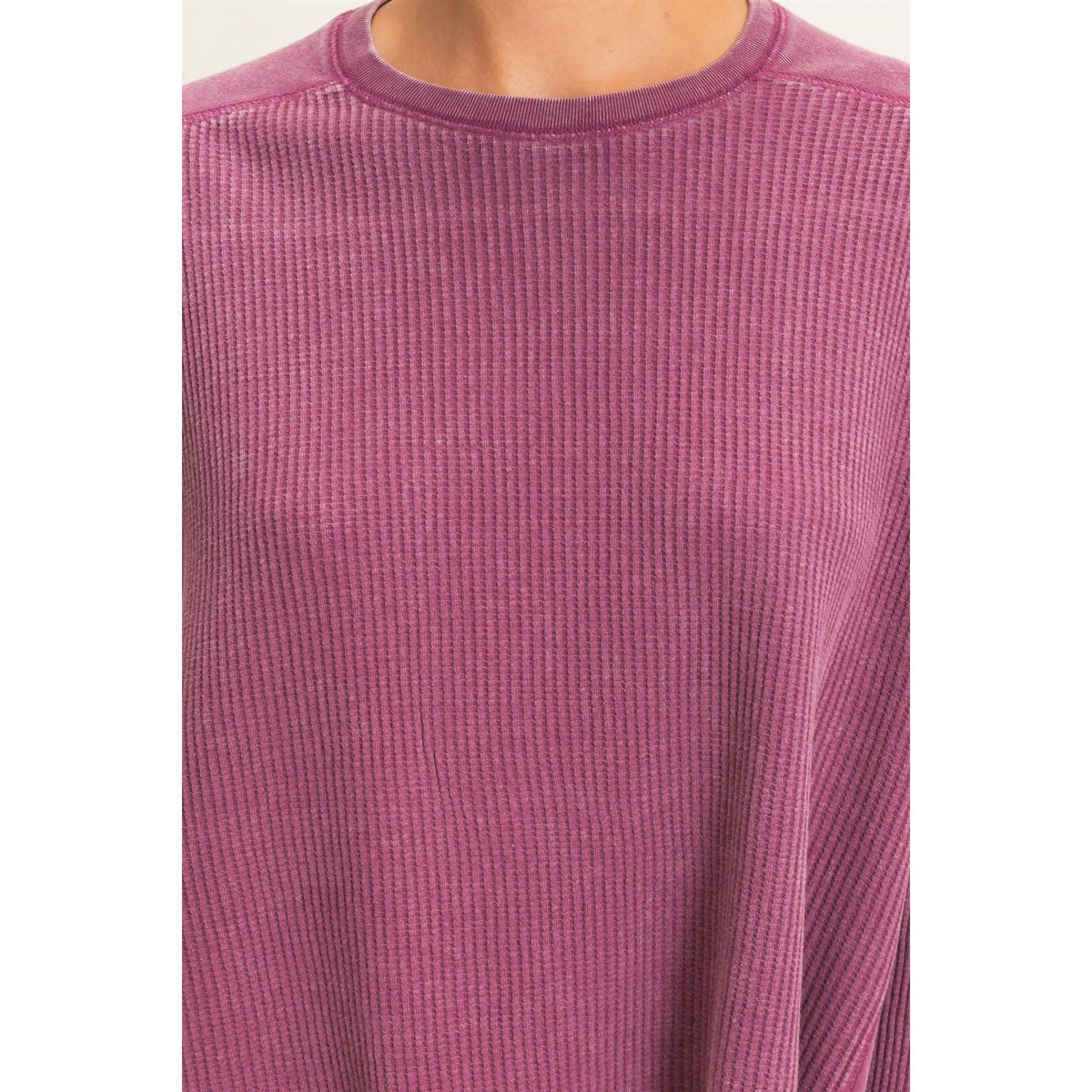 Slow Mornings Waffle Knit Top: Cream Taupe