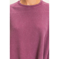 Slow Mornings Waffle Knit Top: Cream Taupe