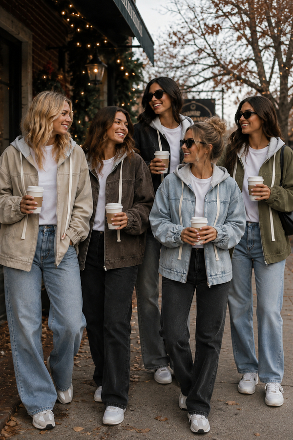 Off the Clock Mineral Wash Denim Hoodie Jacket: Light Wash