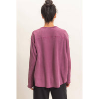 Slow Mornings Waffle Knit Top: Cream Taupe