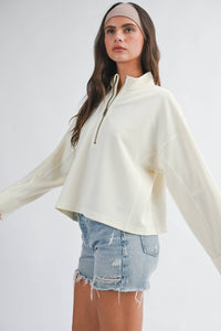 Halfway There Ribbed Pullover: Bone