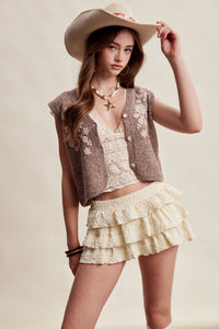 Pressed Petals Sweater Vest: Chestnut