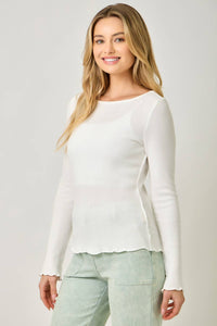 61364 Washed Thermal Essential Top: Green Apple / Small