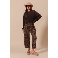The Wild Side Leopard Barrel Jeans: Mocha