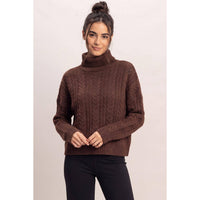 Wrapped Up Cable Knit Turtleneck Sweater
