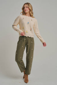 Picked for You Floral Barrel Pants: Olive