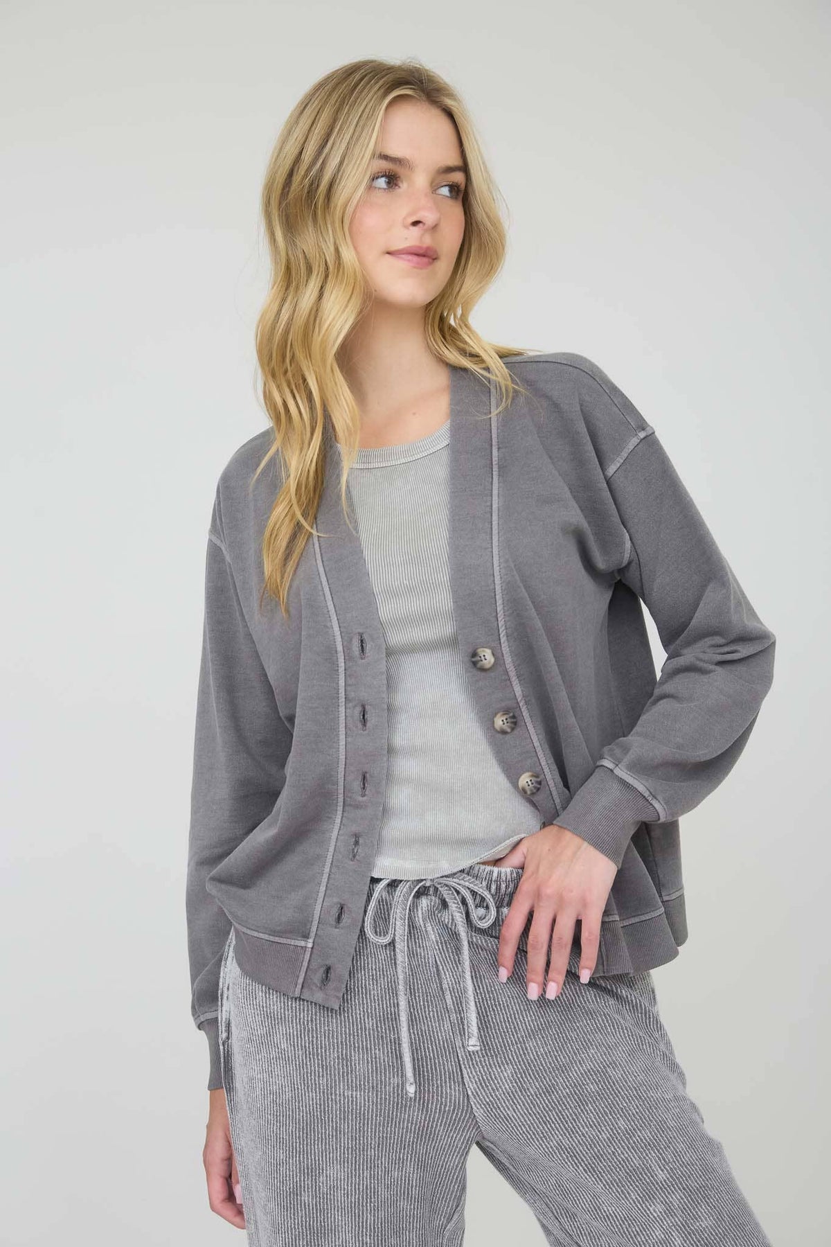 The Sutter Creek Acid-Wash Cardigan – Effortlessly Lived-In + Cozy