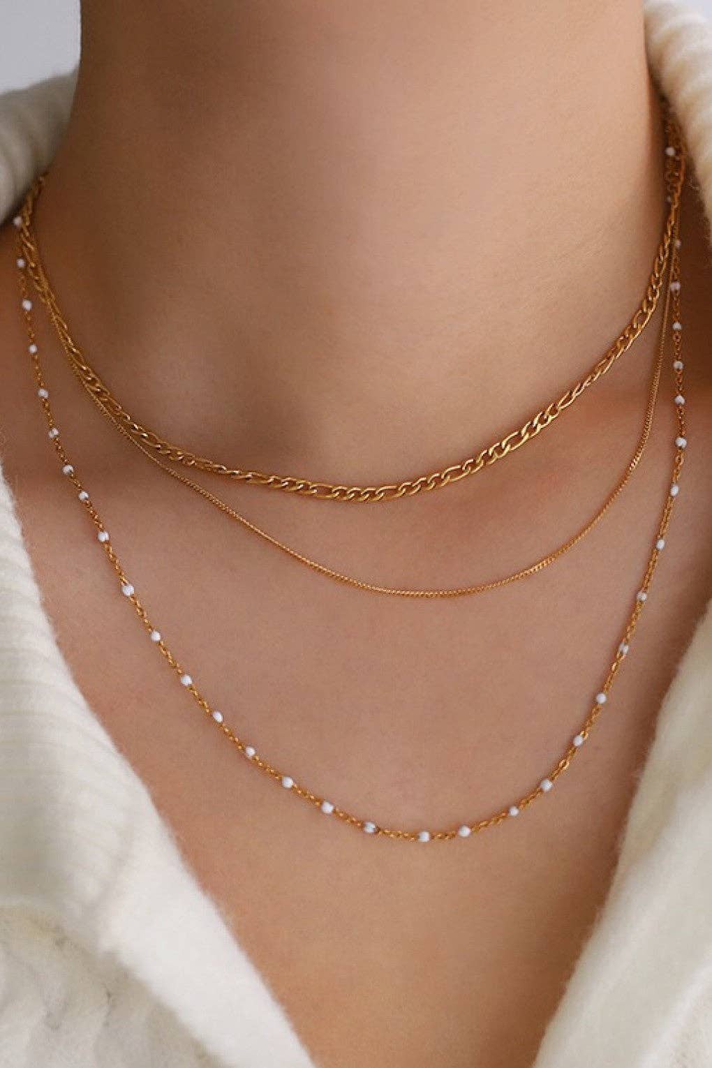 The Ardenne Layered Dainty Chain Necklace – 18K Gold Dipped Waterproof Stainless Steel Necklace