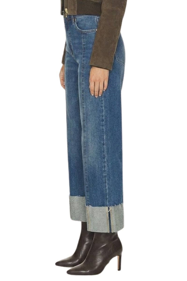 The Sutton Convertible Cuff Jeans: Dark Wash