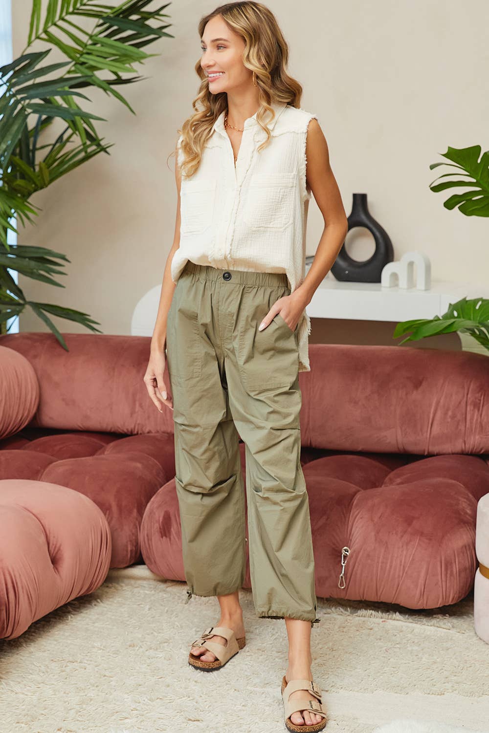 The Aspen Utility Parachute Pants: Olive