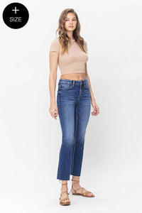 Vervet by Flying Monkey Plus Size High Rise Cropped Slim Straight Jean: Medium Wash