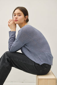 The Mae Lightweight Knit Sweater – Clay, Cocoa, Slate Blue & Taupe
